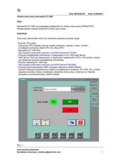 Stercontrol - FAQ S7-1200: Zmiana trybu pracy sterownika S7-1200
